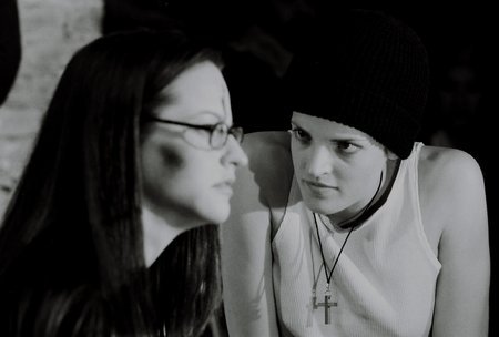 Jen Frazier (Christine Auten) and Jessie, the Liberator (Laurie Scott) in AFTER TWILIGHT (Nu-Classic Films 2004.)