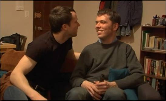 Christian Conn (left) as Paul the Hot Irishman and Parrish Hurley as Stephen in the pilot presentation of the (718)