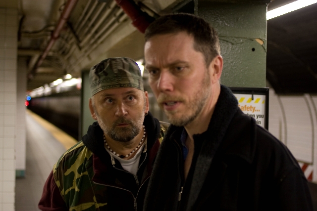 Brian Dykstra as The F Train Messiah and Parrish Hurley as Stephen in 'the (718)'
