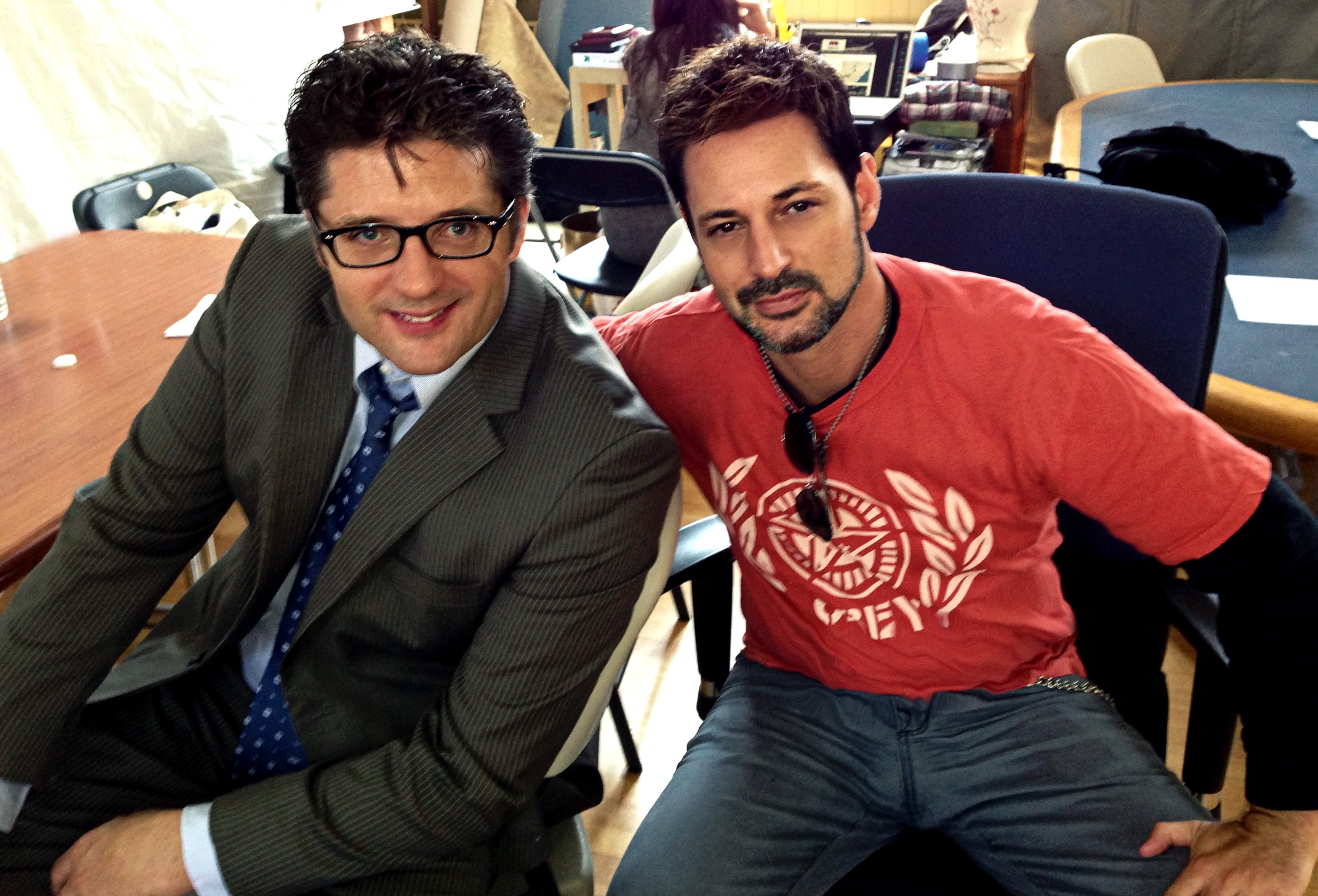 Producer David Gere & actor Michael Eck on the set of 'A Bet's A Bet' (2013)