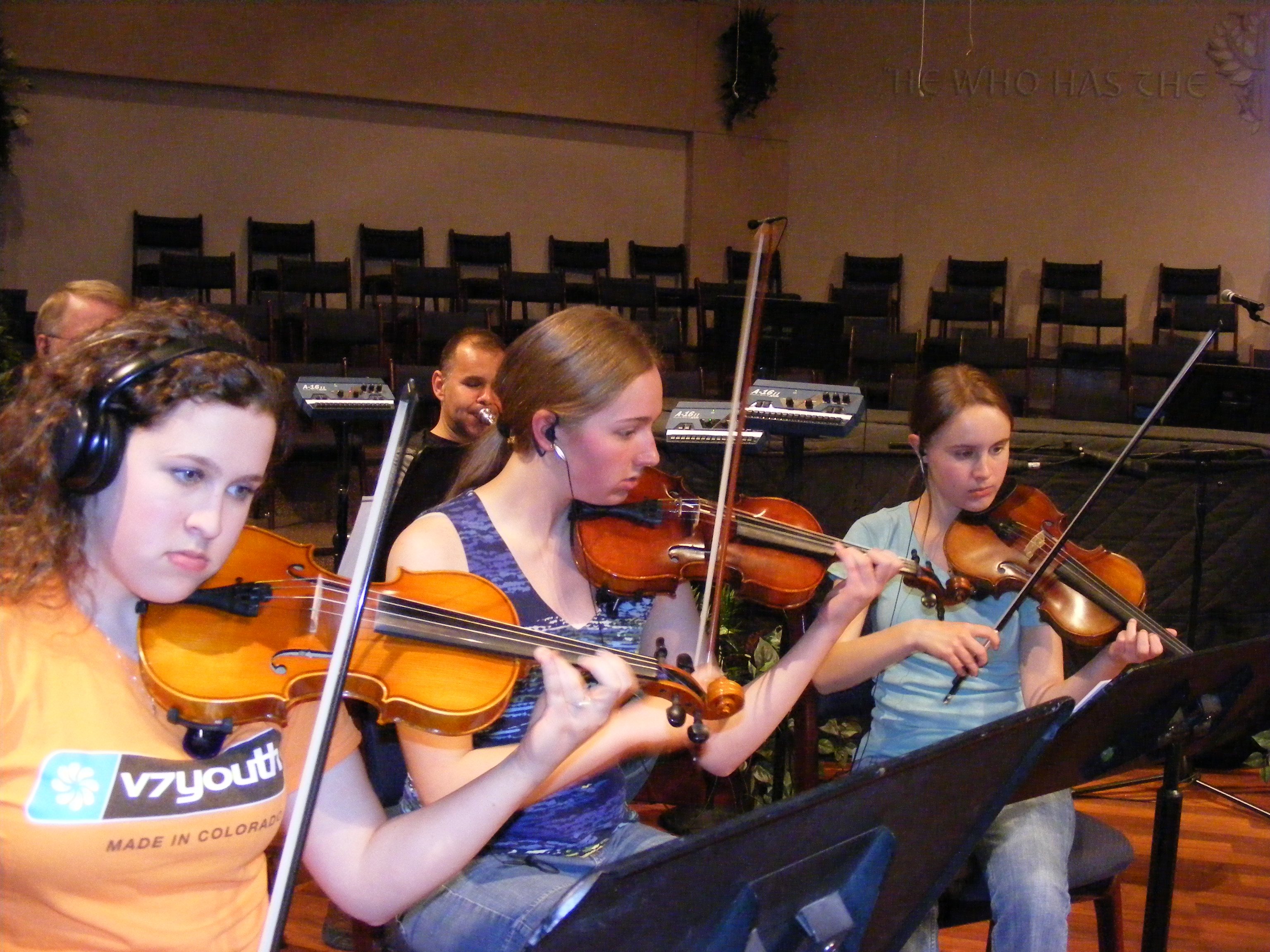 Strings during recording session