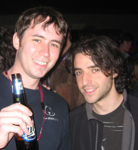 Tom Fulp with David Krumholtz at the Palindromes party.