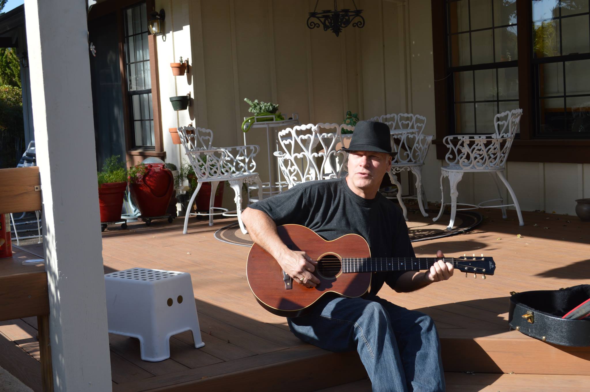 Playing my first guitar at my dad's house. The 1918 Gibson.