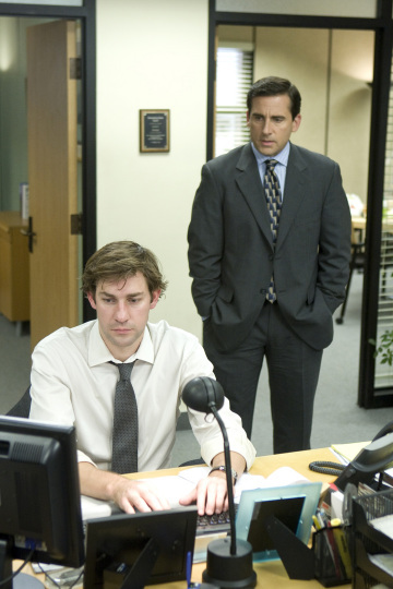 Still of Steve Carell and John Krasinski in The Office (2005)