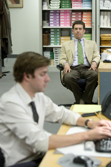 Still of John Krasinski and Ed Helms in The Office (2005)