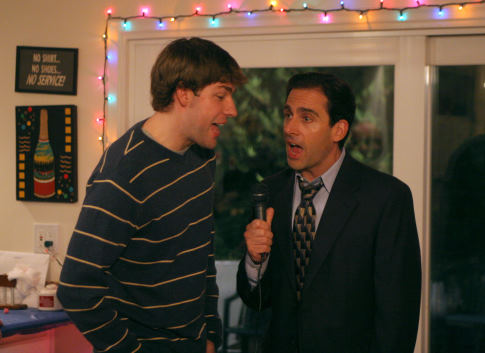 Still of Steve Carell and John Krasinski in The Office (2005)