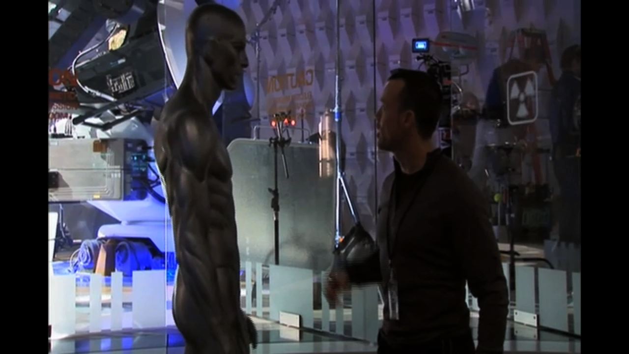 Terry Notary works with Doug Jones on the set of 'Rise of the Silver Surfer'.