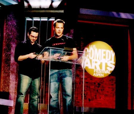 Best Director, Phil Price & Best Screenplay, Myles Hainsworth at the US Comedy Arts Festival 2005 in the Film Discovery Program