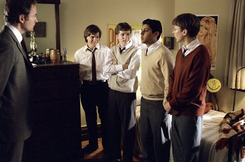 Mr. Hundert (KEVIN KLINE) levies punishment after Sedgewick Bell (EMILE HIRSCH), Fred Masoudi (JESSE EISENBERG), Deepak Mehta (RISHI MEHTA) and Martin Blythe (PAUL DANO) break the rules at St. Benedict's.