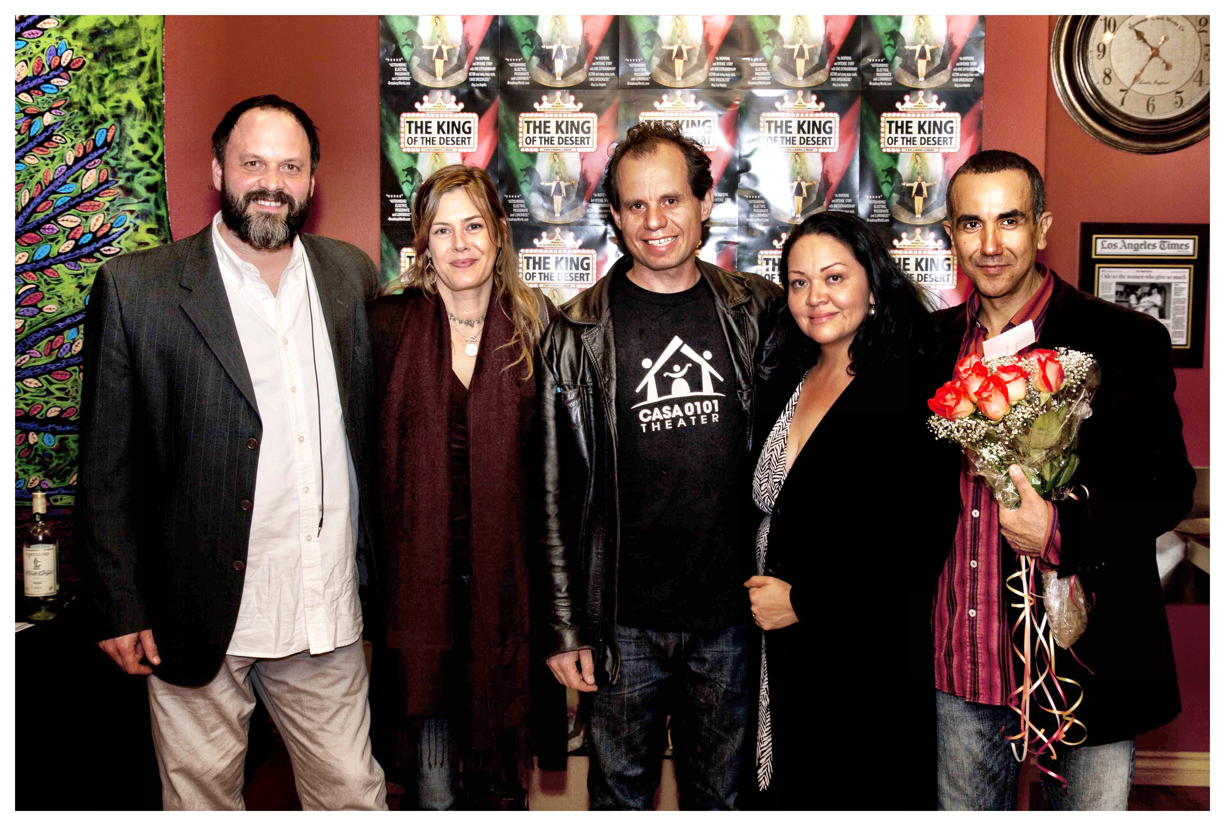 Left to Right at opening night of 'The King Of The Desert' at Casa 0101... David Llauger Meiselman, Stacey Martino, Emmanual Deleage, Josefina Lopez- Deleage, and Rene Rivera