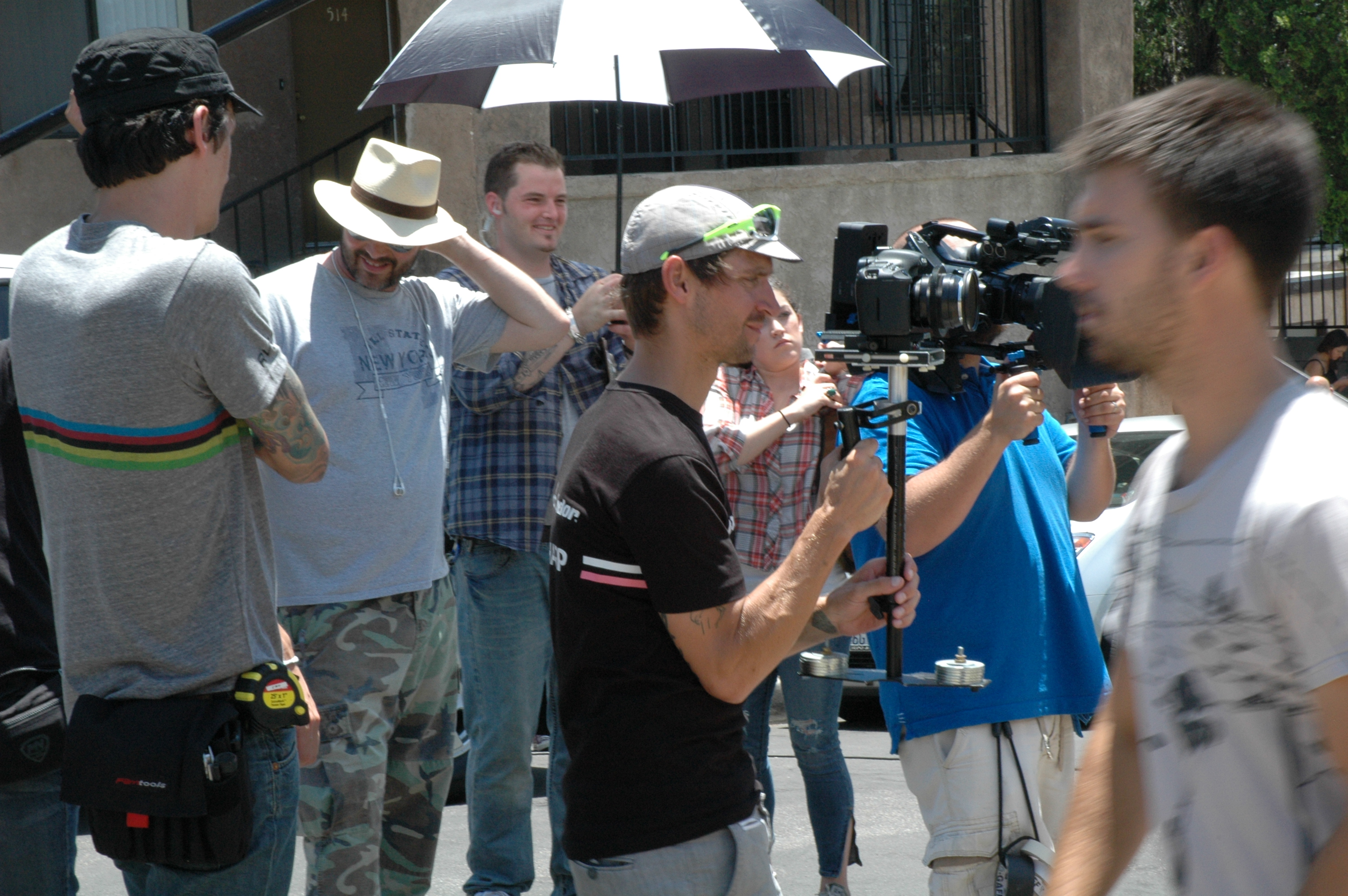director David Llauger Meiselman with cinematographer and crew on set on Strike One 2011