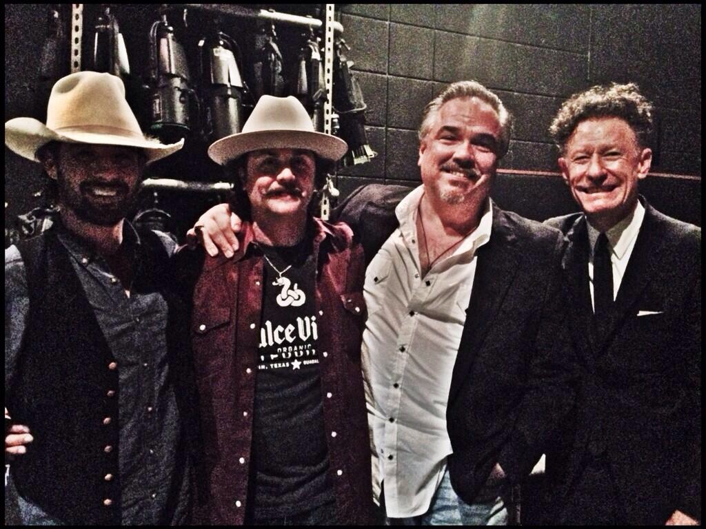 Johnny with pals Ryan Bingham, W. Earl Brown and Lyle Lovett after a show in Santa Barbara