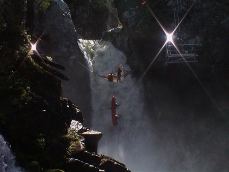 Tom Delmar Stunt Coordinator & Action Director. Hazardous work at a 120ft waterfall in Vancouver Canada.'Extreme Ops'.jpg