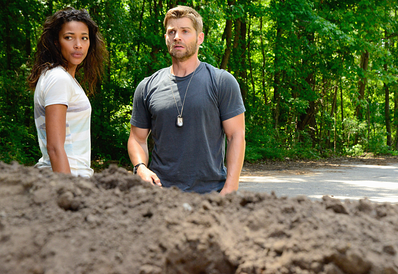 Still of Mike Vogel and Kylie Bunbury in Under the Dome (2013)