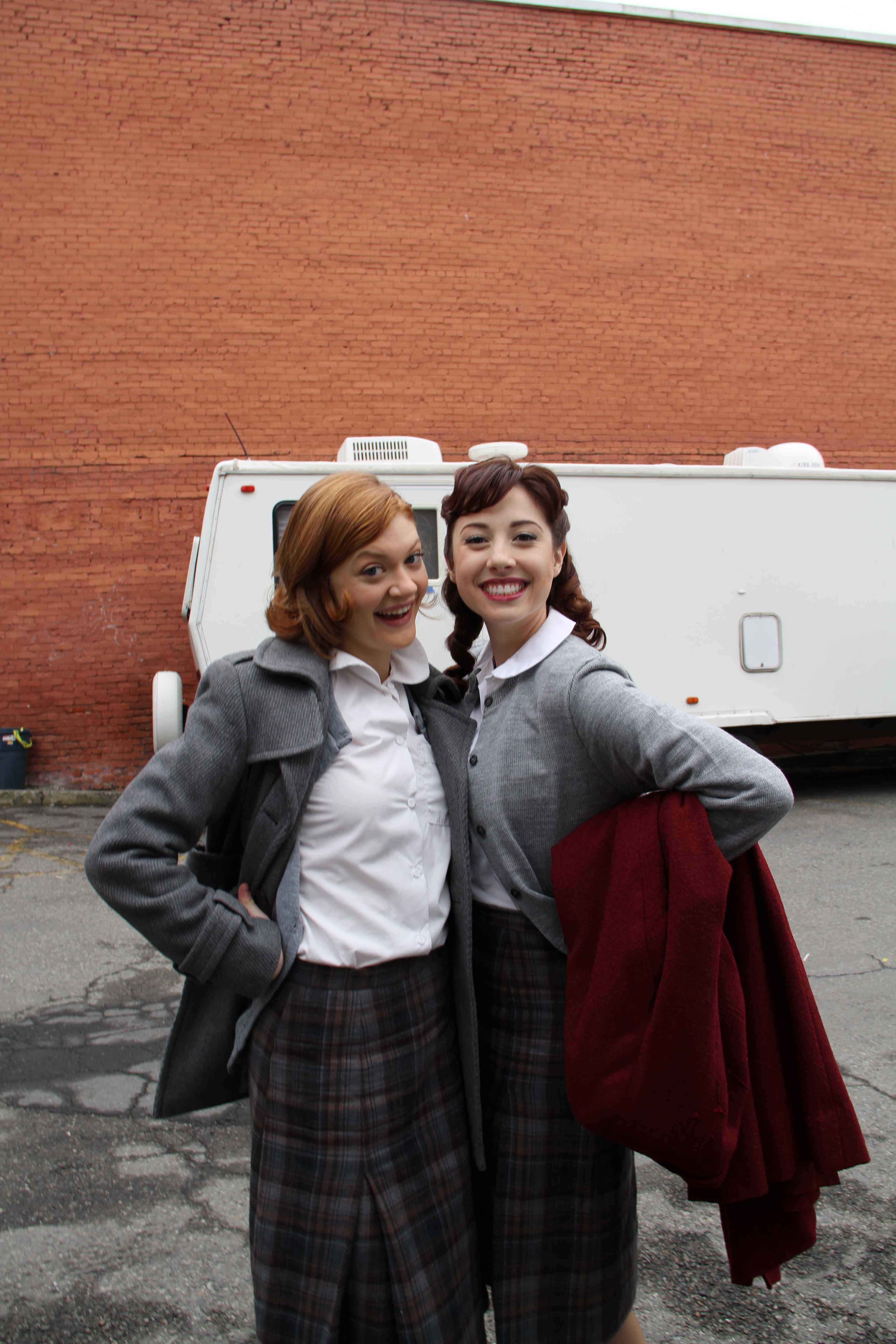 Colby Minifie and Rachel Grate on the set of Camilla Dickinson