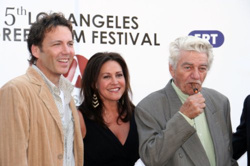Sandra Staggs with Seymour Cassel (R) and David Millbern (L) at the LA Greek Film Festival
