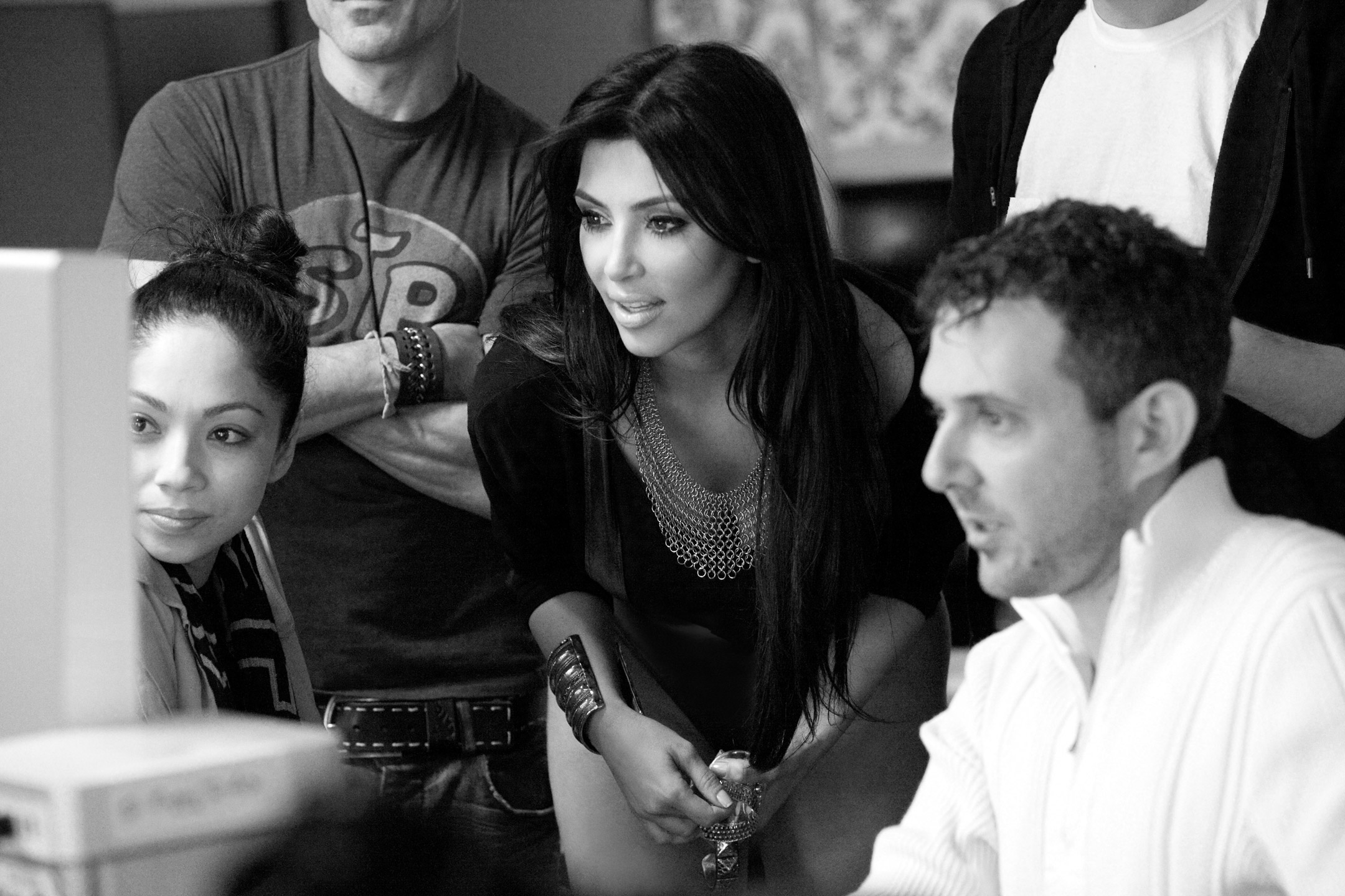 At a cover shoot with Kim Kardashian and stylist Monica Rose.