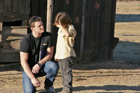 Joseph Castanon works on a stunt with Stunt Coordinator Rob Mars on the set of 