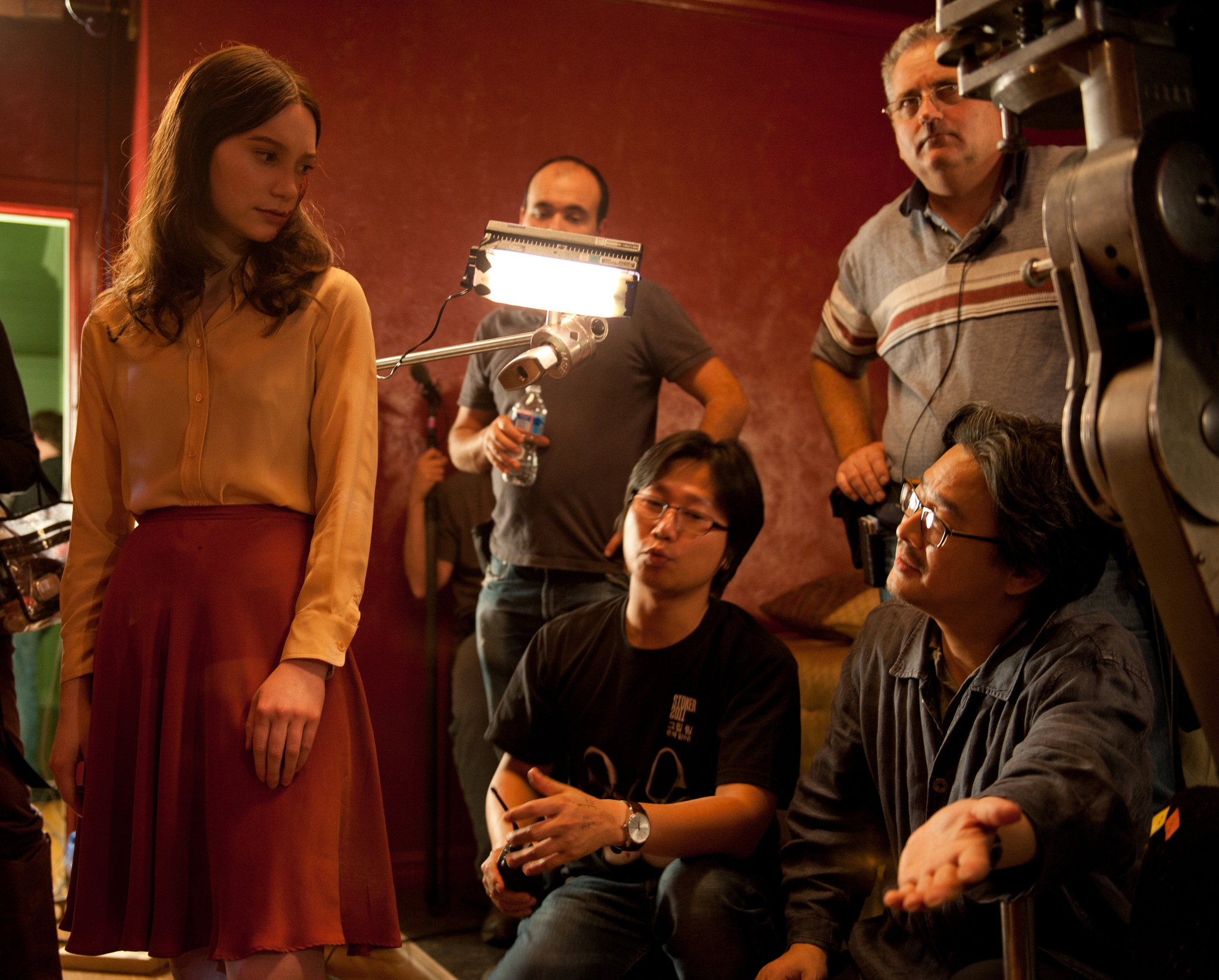 Still of Chan-wook Park and Mia Wasikowska in Stoker (2013)