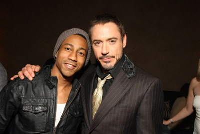 Robert Downey Jr. and Brandon T. Jackson at event of Gelezinis zmogus (2008)