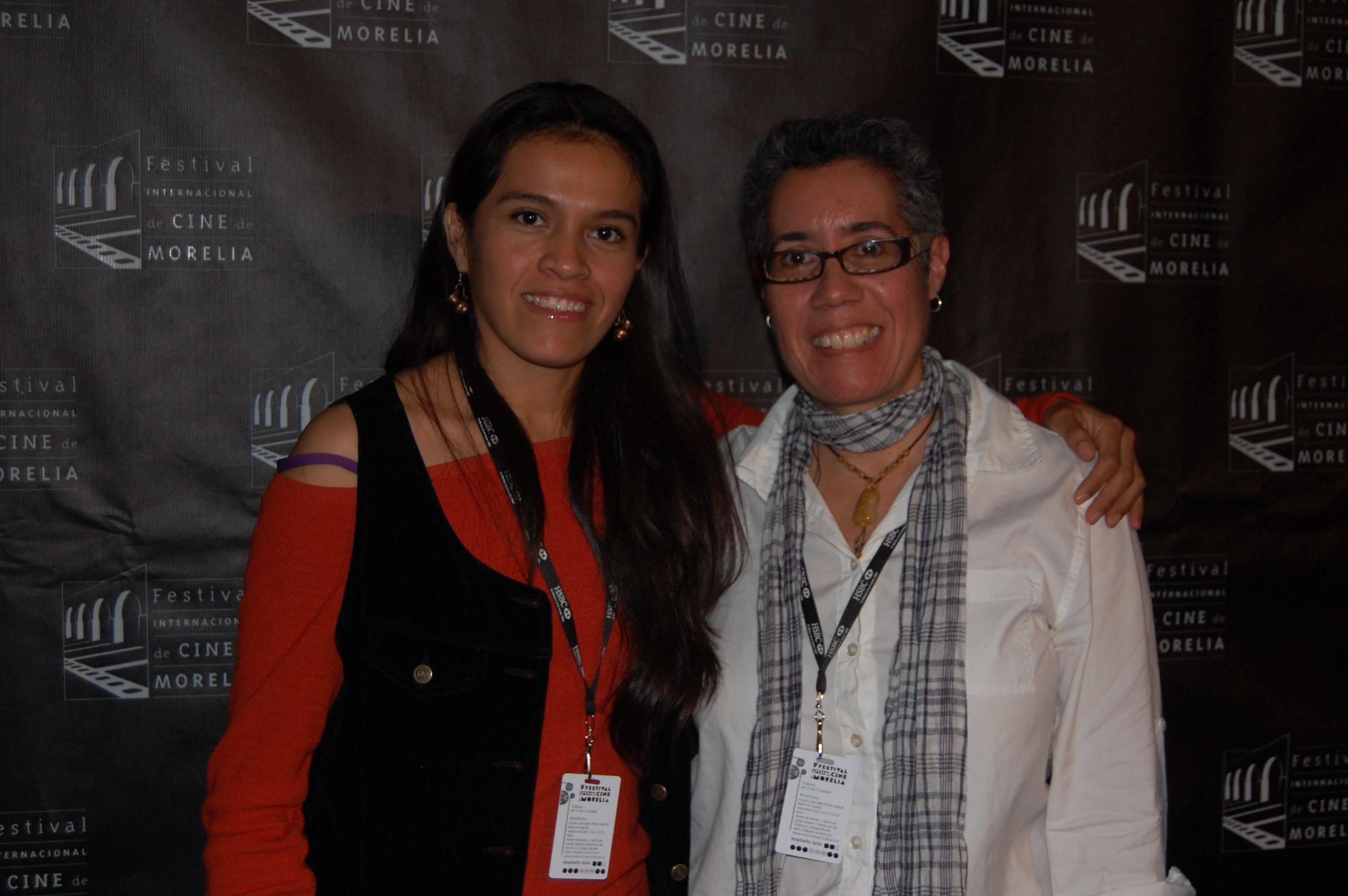Actress Miriam Balderas with Cristina Kotz Cornejo at Morelia Film Festival