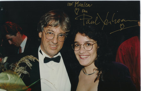 Monica with Paul Verhoeven at Netherlands Film Festival (1992).
