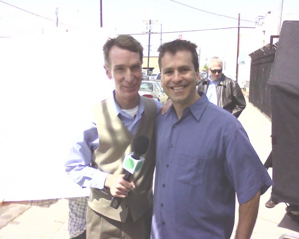 On the set of Stuff Happens with Bill Nye.