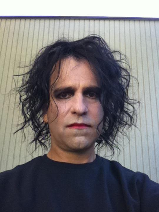 On the set of the music video Take Forever - Japanese Popstars playing Robert Smith.