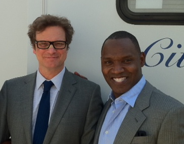 With Colin Firth on the set of GAMBIT