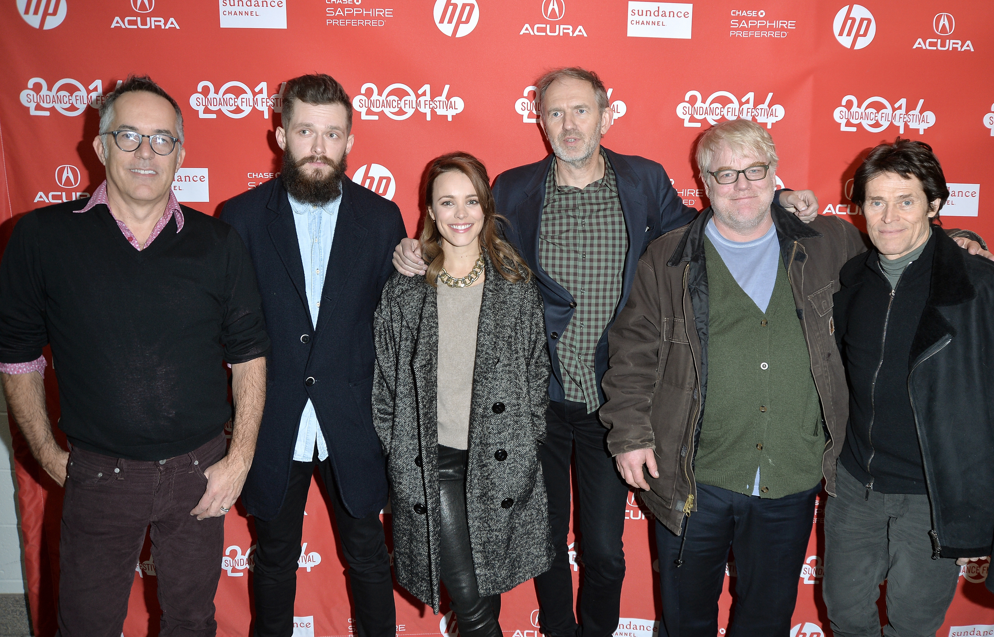 Willem Dafoe, Philip Seymour Hoffman, Anton Corbijn, Rachel McAdams and John Cooper at event of A Most Wanted Man (2014)