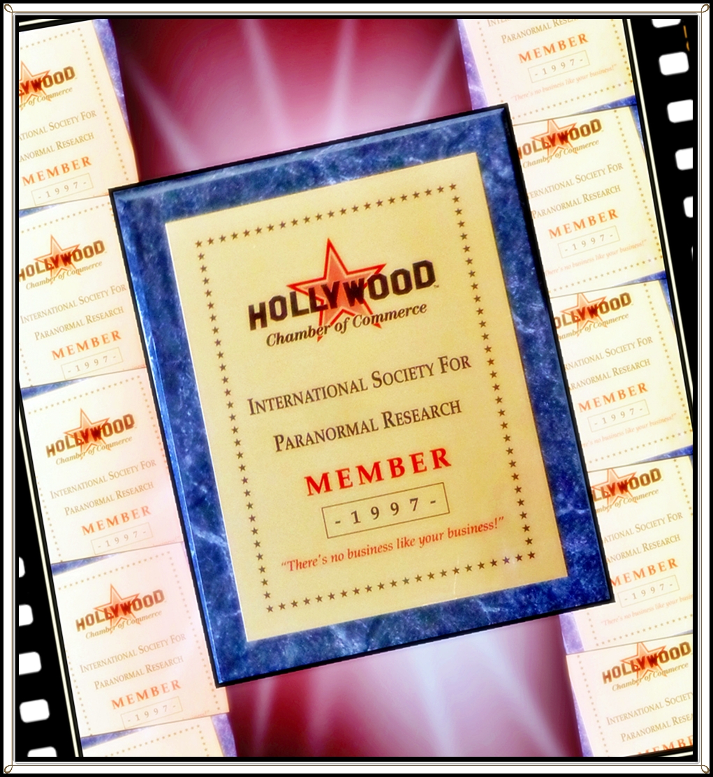 Hollywood Chamber of Commerce member plaque for ISPR - International Society for Paranormal Research.