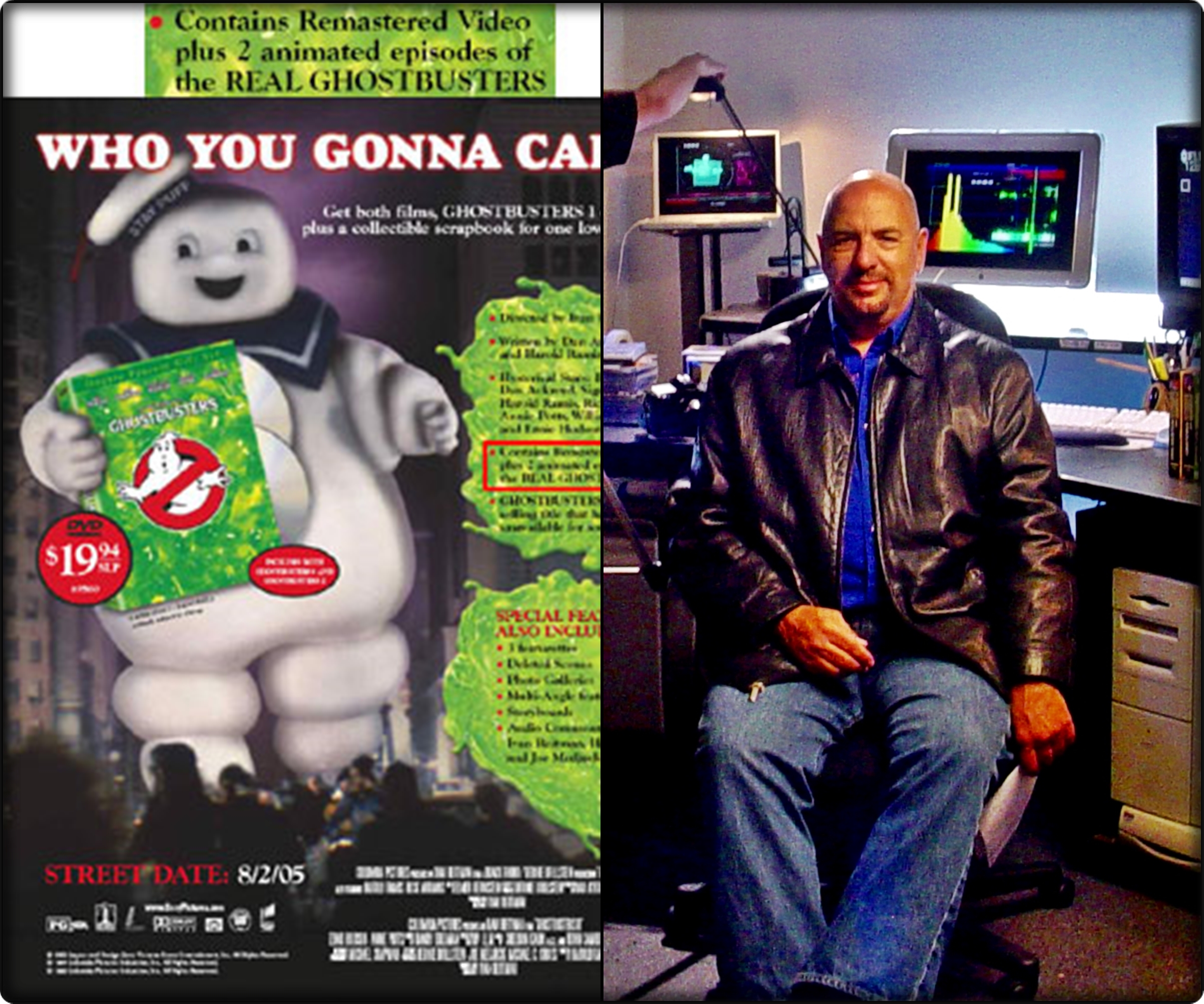 ISPR Parapsychologist & Ghost Expeditions creator Larry Montz filming the GHOSTBUSTERS Anniversary DVD theatrical commercial / featurette wrap-around; screened in over 9,000* U.S. movie theaters during Summer 2005 (*per SONY Home Entertainment).