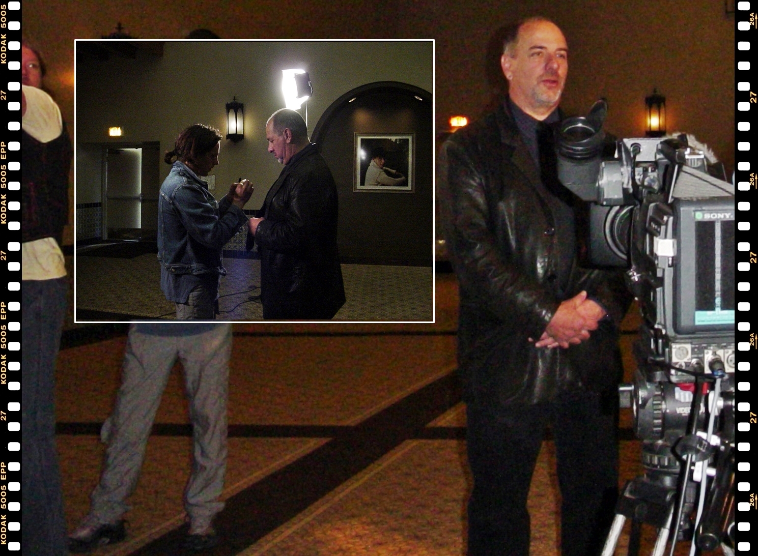 2001 - Parapsychologist Dr. Larry Montz inside the 'haunted' Hollywood Roosevelt, to film the color-feature interview for inclusion in the German coverage of the 2001 Academy Awards (Hollywood) for broadcast in Germany, ProSiebenSat.1.