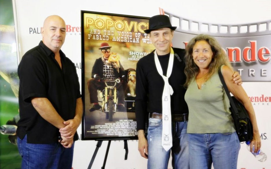 Larry Montz, Gregory Popovich and Daena Smoller at Las Vegas premiere screening of feature film, POPOVICH AND THE VOICE OF THE FABLED AMERICAN WEST. August 2014