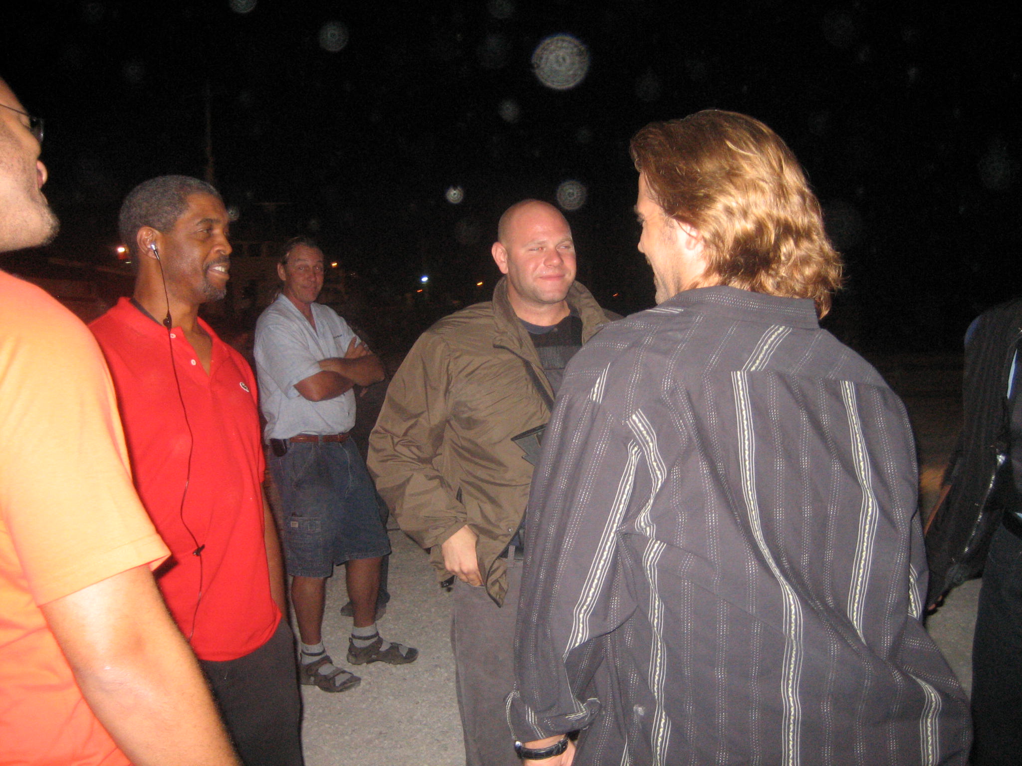 Ron Lang, Domenick Lombardozzi and Colin Farrell, on Miami Vice Location