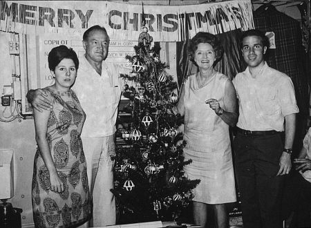 Bob Hope with wife Dolores and children during a U.S.O. Christmas tour in Southeast Asia