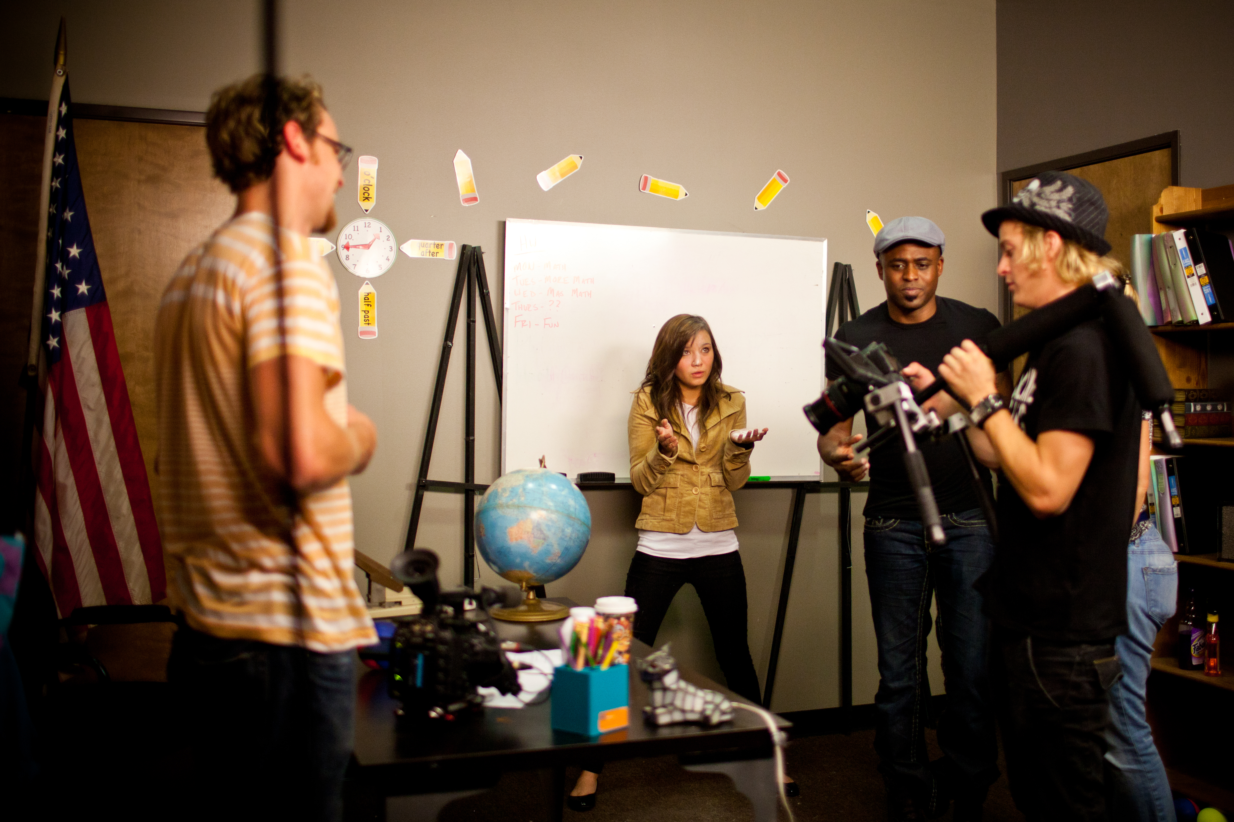 Chloe Peterson - On set with Wayne Brady for TV Pilot CHOP IT UP! 2011.