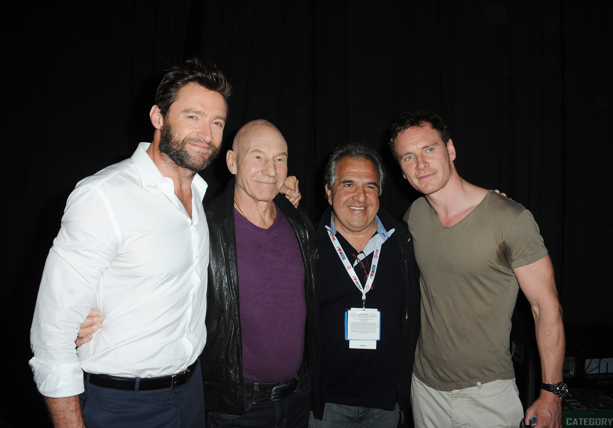 Patrick Stewart, Hugh Jackman and Michael Fassbender at event of Iksmenai: Praejusios ateities dienos (2014)