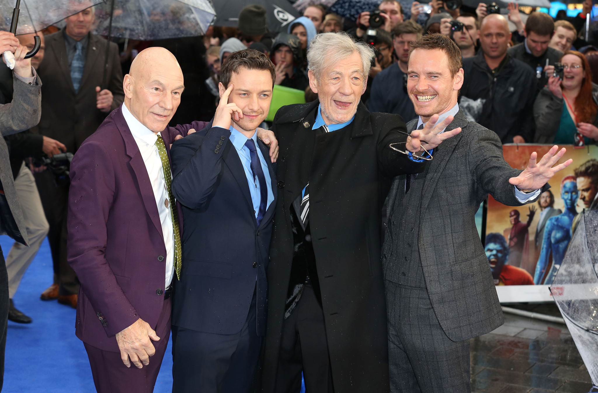 Patrick Stewart, Ian McKellen, James McAvoy and Michael Fassbender at event of Iksmenai: Praejusios ateities dienos (2014)