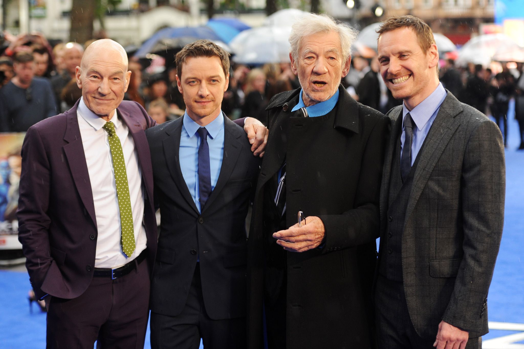 Patrick Stewart, Ian McKellen, James McAvoy and Michael Fassbender at event of Iksmenai: Praejusios ateities dienos (2014)