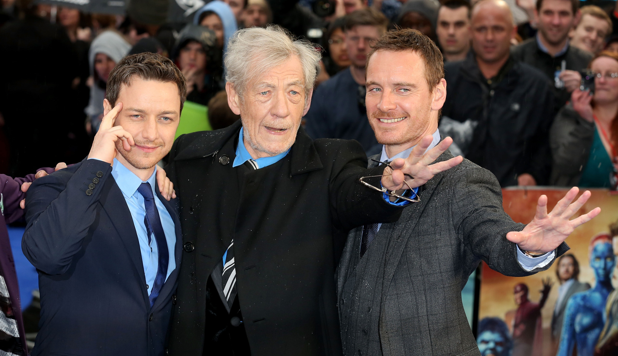 Ian McKellen, James McAvoy and Michael Fassbender at event of Iksmenai: Praejusios ateities dienos (2014)