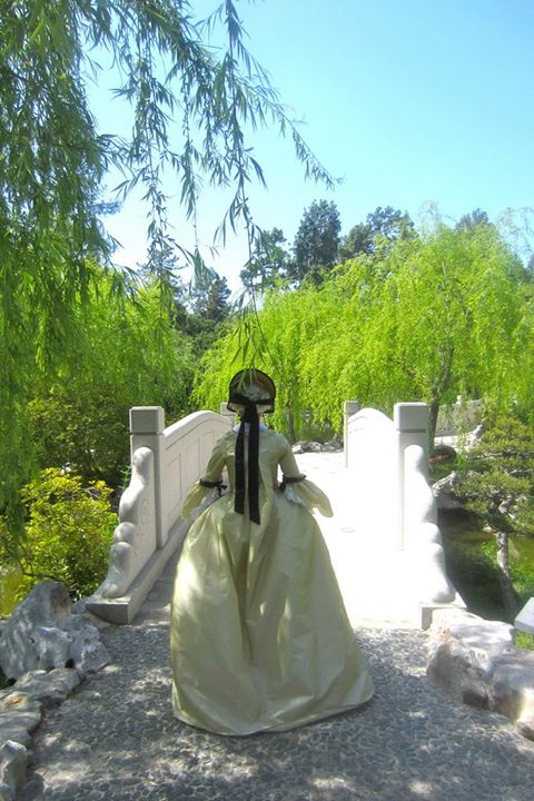 18th century Robe Francaise, photo shoot, Huntington Gardens, CA