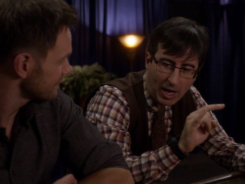 Still of Joel McHale and John Oliver in Community (2009)