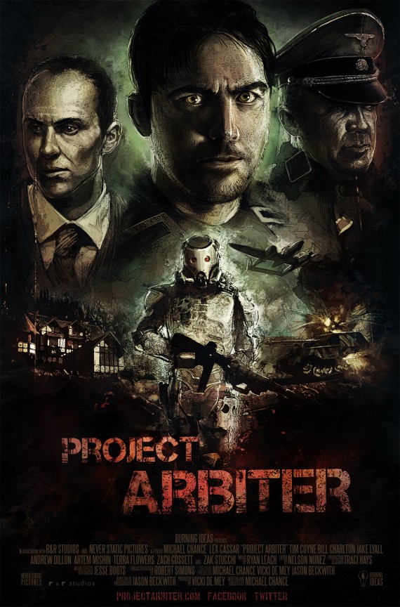 Tim Coyne (left) on a Project Arbiter poster.