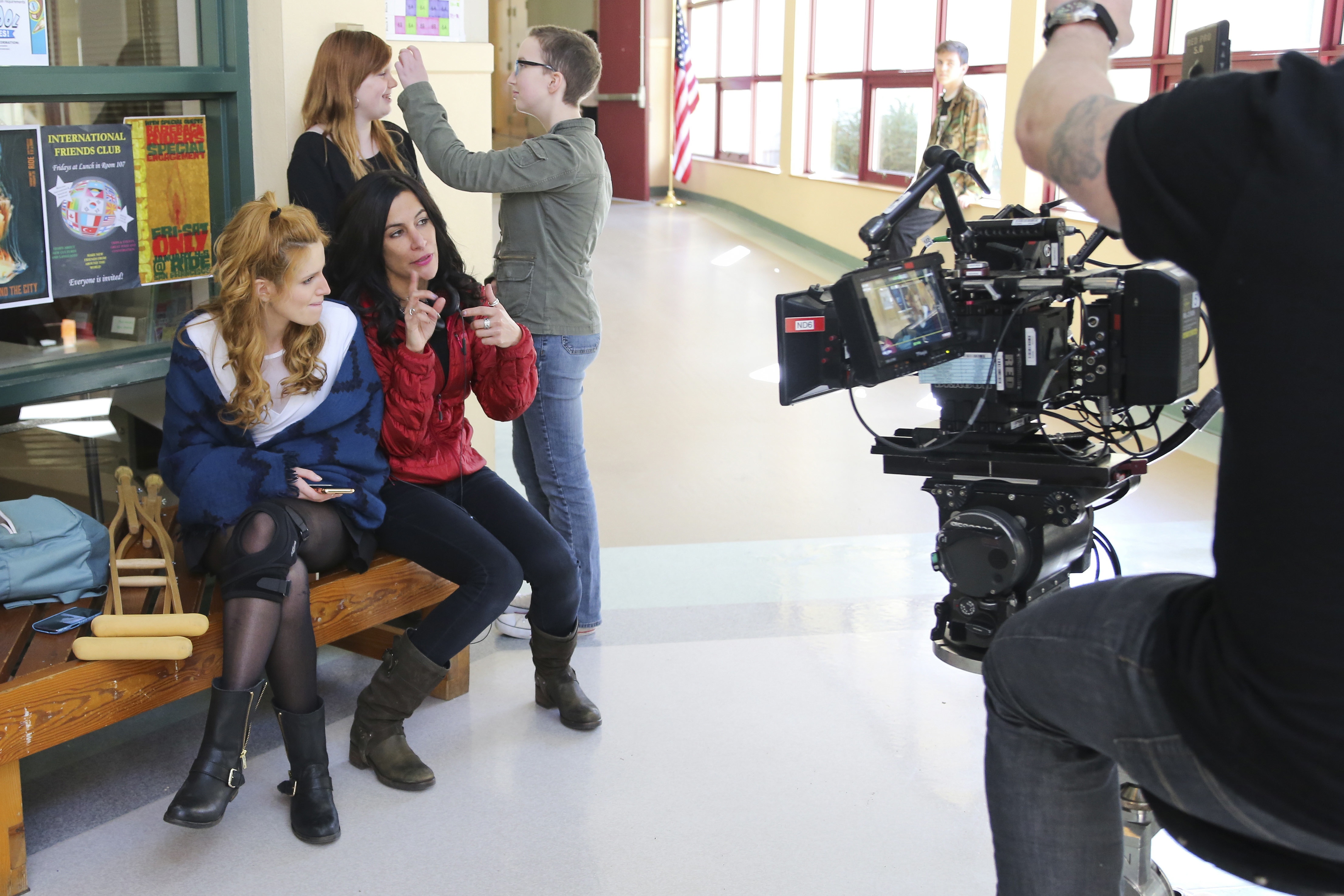 on set of Perfect High directing Bella Thorne