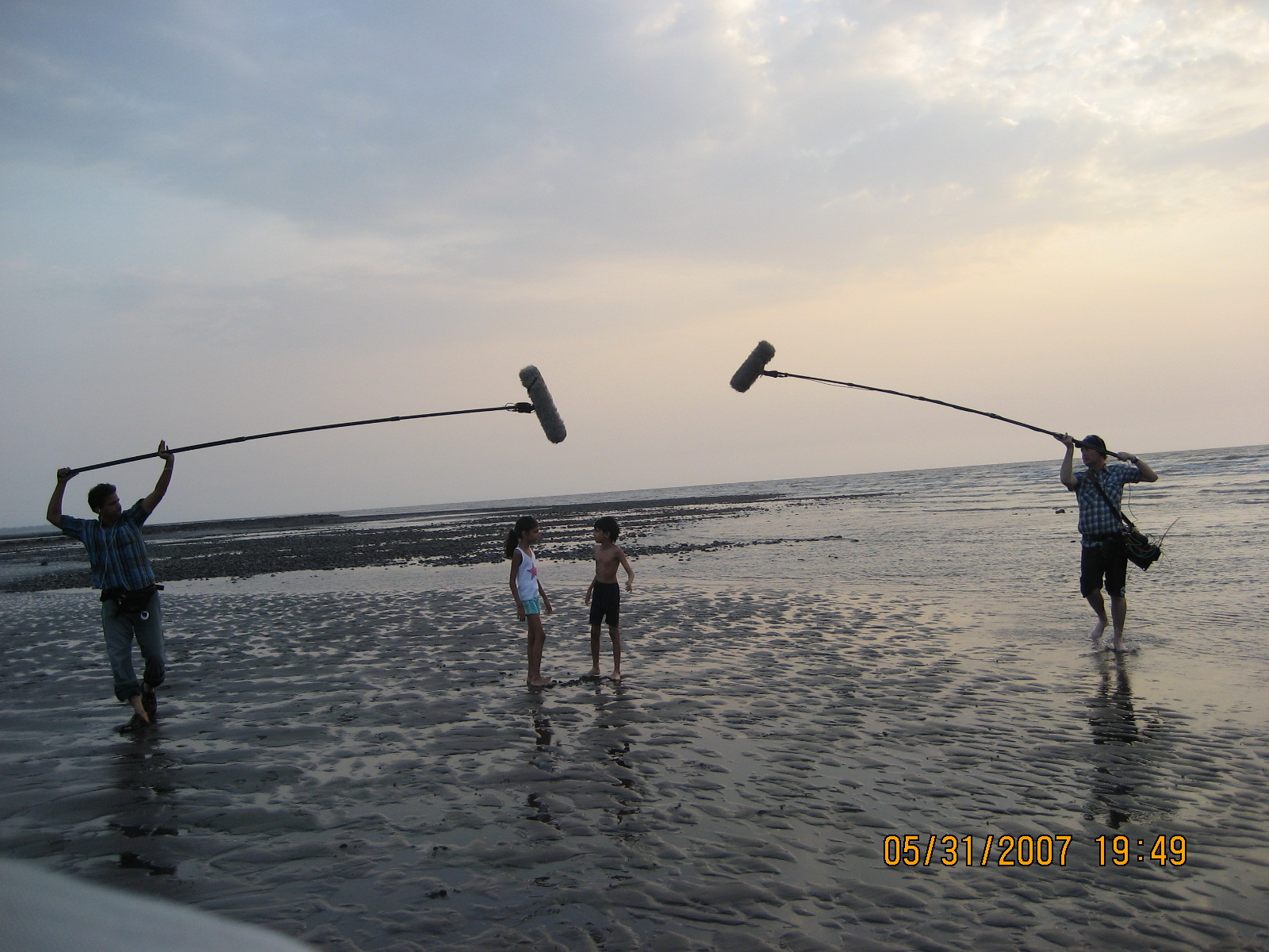 Double Booming scenes on Little Zizou with boom operator Asif in Gujarat India