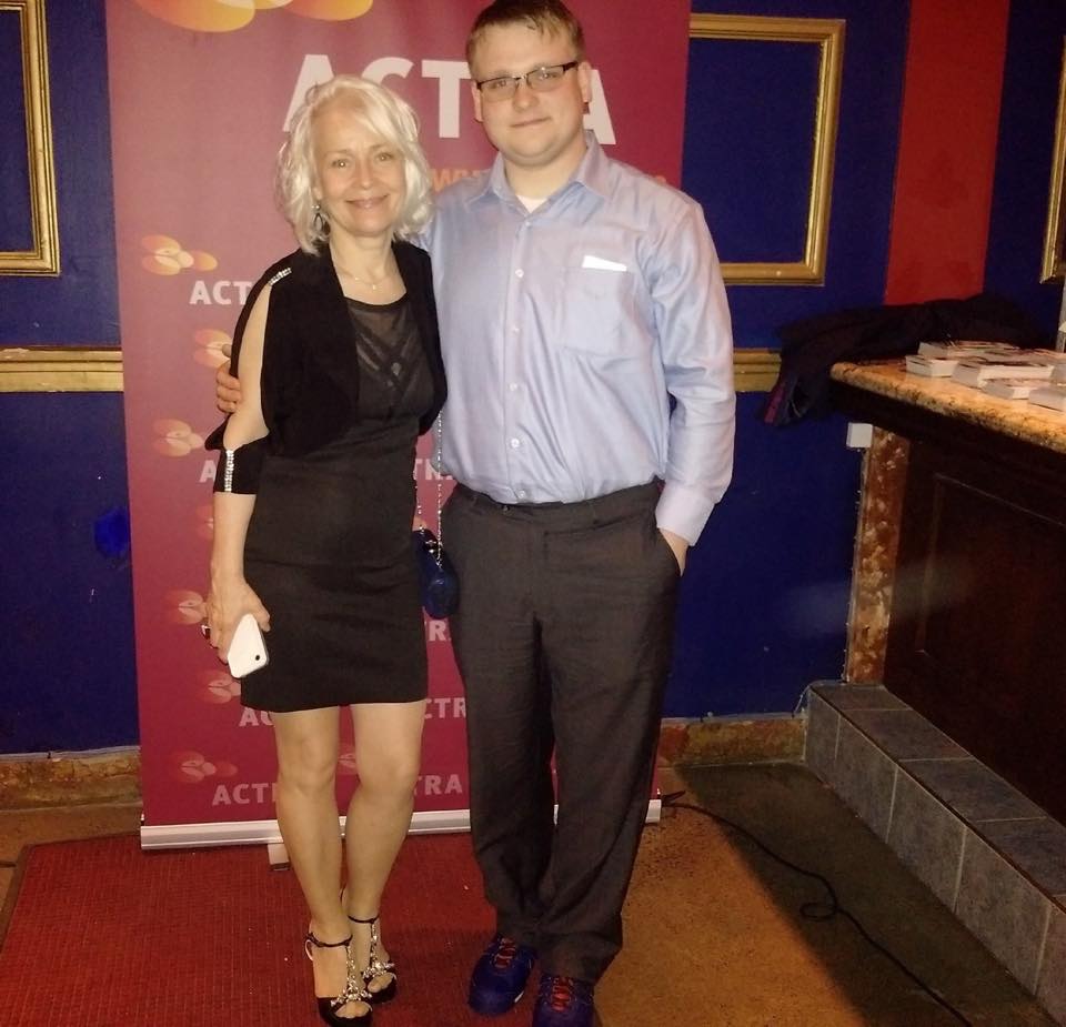 Dawn and her son nominee, Wyatt Bowen at the 2015 Actra Awards