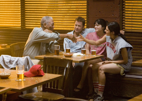 Still of Morgan Freeman, Greg Kinnear, Selma Blair and Stana Katic in Feast of Love (2007)