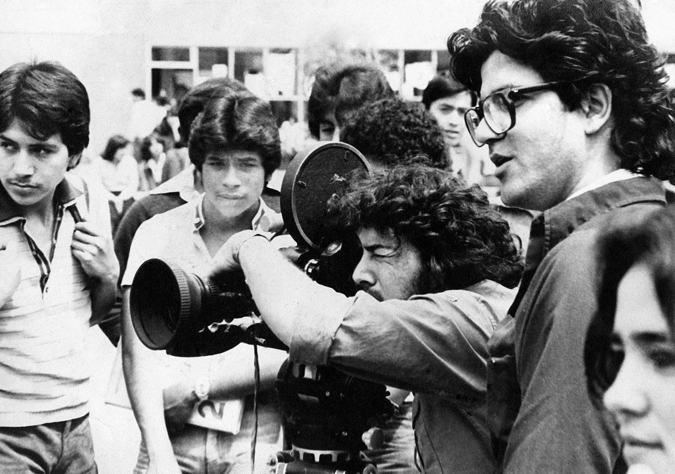 Douglas Sánchez (right), filming 