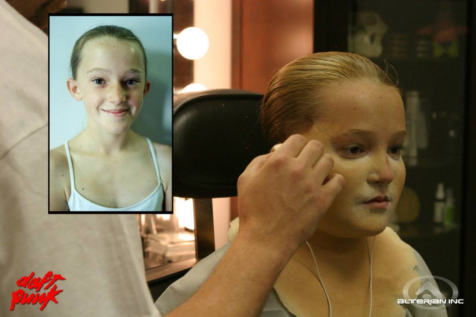 Actress Brianna Gardner gets prosthetic makeup applied to make her character (